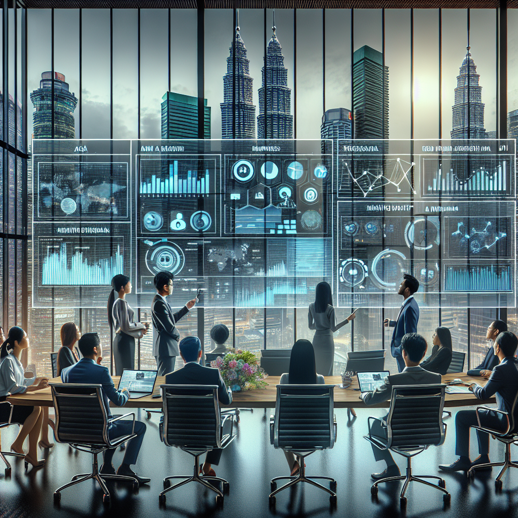 stop - A diverse group of Malaysian business professionals, men and women of various ethnicities, collaborating around a larg