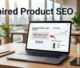 Laptop showing an unavailable product page beside analytics and a replacement product card.