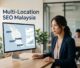 An SEO strategist views a Malaysia branch map with ranking and lead charts.