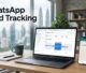 Phone chat and laptop analytics dashboard show WhatsApp lead tracking in Malaysia.